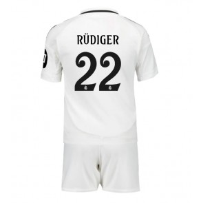 Real Madrid Antonio Rudiger #22 Dětské Domácí dres komplet 2024-25 Krátký Rukáv (+ trenýrky)